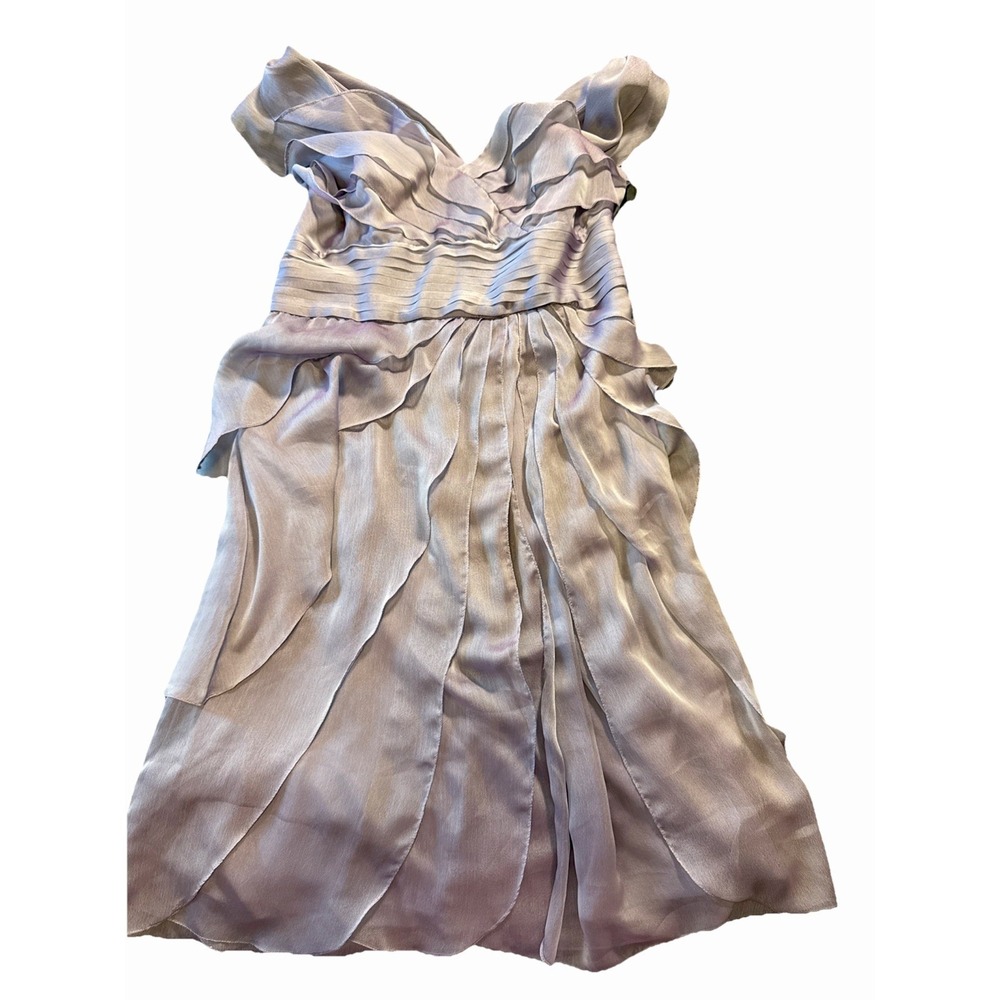 Adriana Papell Asymmetrical Silk Beaded Dress Sz 10 Fairy Y2k Whimsy Lavender